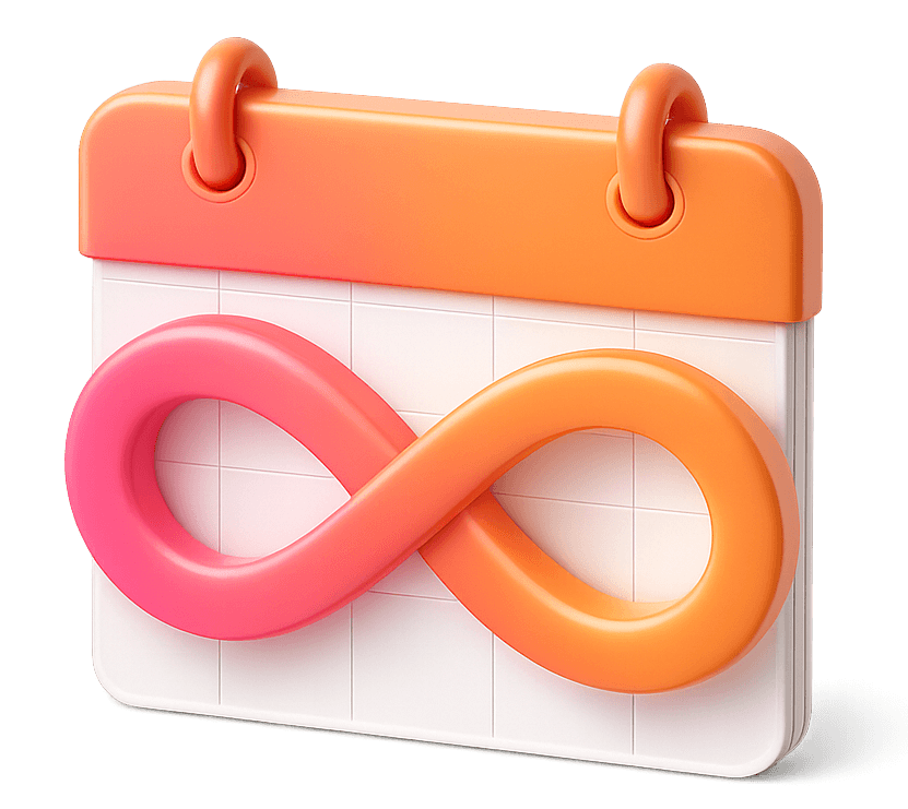 Calendário 3D com símbolo de infinito